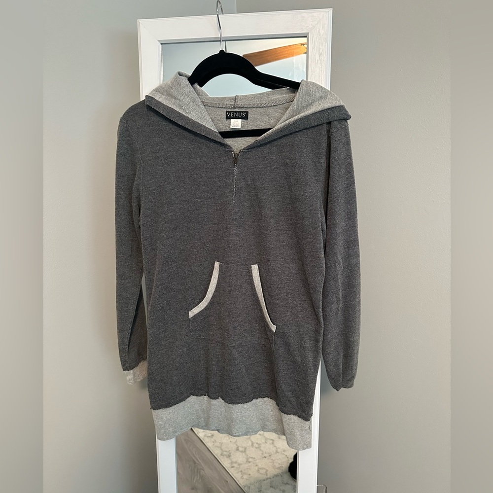 Gray Oversized Hooded Sweatshirt